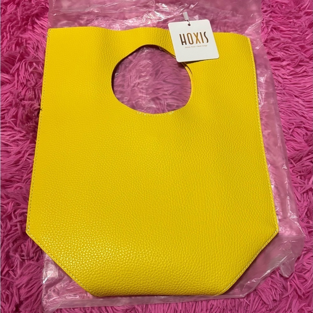 Boho Minimalist Soft Leather Yellow Clutch Tote
